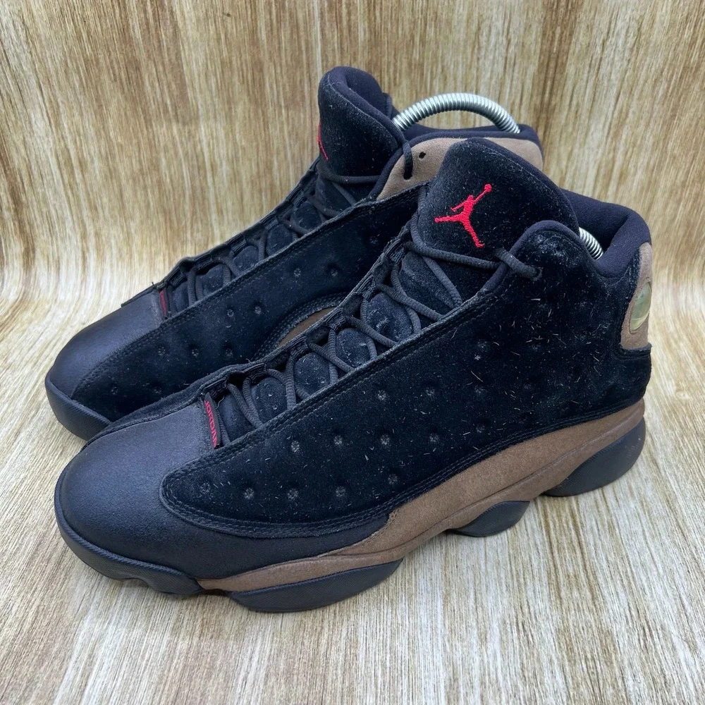 Nike Air Jordan 13 Retro Olive Men's Size 11.5 Black Suede Basketball 414571-006